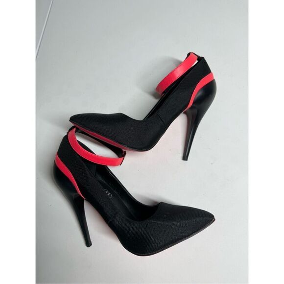 Aldo Stilettos Heels Shoes Black Orange Neon Size 7,5 - Picture 10 of 13